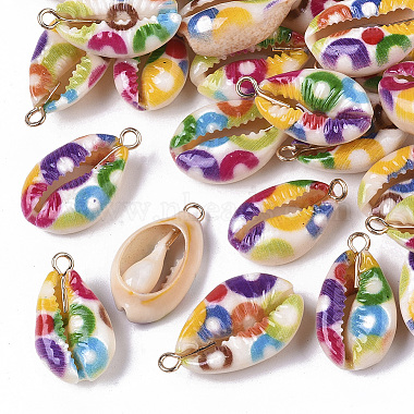 Golden Colorful Shell Cowrie Shell Pendants