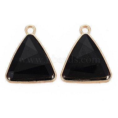 Light Gold Black Triangle Alloy+Glass Pendants