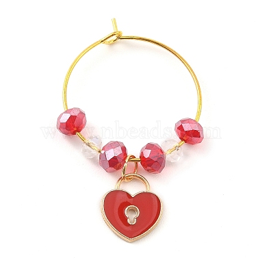 Valentine's Day Theme Heart Alloy Enamel Wine Glass Charms(AJEW-JO00195)-4