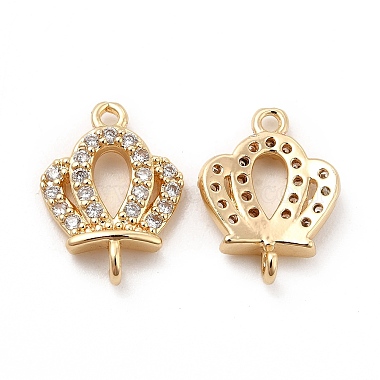 Real 14K Gold Plated Clear Crown Brass+Cubic Zirconia Links