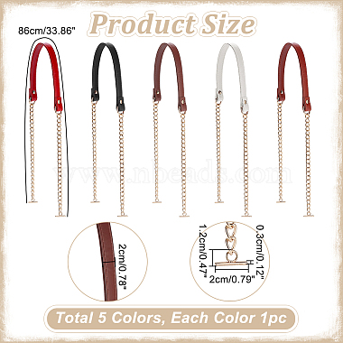 WADORN 5Pcs 5 Colors Imitation Leather Bag Straps(FIND-WR0009-93)-2