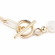 Bracelet en perles de perles naturelles avec chaînes de trombones en laiton pour femme(BJEW-JB07920-01)-5