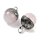 Natural Rose Quartz Sphere Pendants(G-Q163-07AS-01)-2