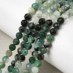 Natural Emerald Beads Strands, Round, Faceted, 4mm, Hole: 0.7mm, about 93pcs/strand, 15.16''(38.5cm)(G-Z106-A02-4mm-02)