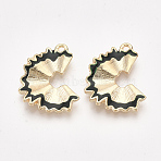 Alloy Pendants for Teachers' Day, Cadmium Free & Lead Free, with Enamel, Pencil Shavings, Light Gold, Dark Slate Gray, Light Gold, 25.5x19.5x3mm, Hole: 1.8mm(X-ENAM-S115-122)