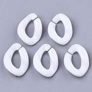 Opaque Acrylic Linking Rings, Quick Link Connectors, For Jewelry Curb Chains Making, Twist, White, 19x13x4mm, Inner Diameter: 5x9mm, about 1250pcs/500g(SACR-R248-01I)