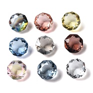 Transparent Glass Rhinestone Cabochons, Faceted, Pointed Back, Octagon, Mixed Color, 10x10x6mm(RGLA-B003-05A)