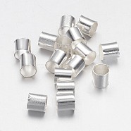 Brass Crimp Beads, Tube, Cadmium Free & Nickel Free & Lead Free, Silver Color Plated, 3x3mm, Hole: 2.5mm, 400pcs/10g(X-KK-L017-S)