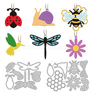 Carbon Steel Cutting Dies Stencils, for DIY Scrapbooking, Photo Album, Decorative Embossing Paper Card, Stainless Steel Color,  Dragonfly & Ladybug & Snail Pattern, Insect Pattern, 81~90x105~124x0.8mm, 2pcs/set(DIY-WH0309-1131)
