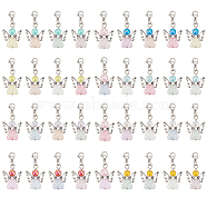 Heart Angel Acrylic Pendant Decoration, with 304 Stainless Steel Clasps, Mixed Color, 36mm, 9 colors, 4pcs/color, 36pcs/set(HJEW-AB00705)