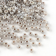12/0 Glass Seed Beads, Ceylon, Round, Round Hole, Rosy Brown, 12/0, 2mm, Hole: 1mm, about 3333pcs/50g, 50g/bag, 18bags/2pounds(SEED-US0003-2mm-148)