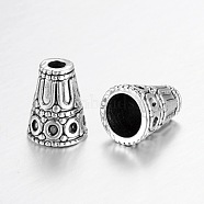Tibetan Style Cone Alloy Bead Caps, Antique Silver, 15x12mm, Hole: 3~8mm(PALLOY-I112-05AS)
