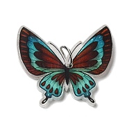 Opaque Acrylic Pendants, with Platinum Iron Jump Ring, Butterfly Charms, Colorful, 25.8x30x4mm, Hole: 5.2mm(SACR-L004-06I)