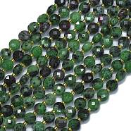 Natural Ruby in Zoisite Beads Strands, with Seed Beads, Faceted, Flat Round, 6~6.5x4mm, Hole: 1mm, about 50pcs/strand, 15.35''(39cm)(G-K389-B12-01)