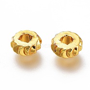 Brass Spacer Beads, Long-Lasting Plated, Disc with Gear Edge, Golden, 5x2mm, Hole: 1.8mm(KK-H103-04G)
