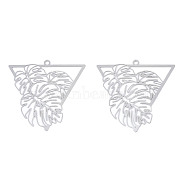 201 Stainless Steel Filigree Pendants, Etched Metal Embellishments, Leaf, Stainless Steel Color, 32.5x32.5x0.2mm, Hole: 1.4mm(STAS-S118-058)