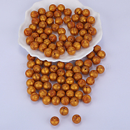 Round Silicone Focal Beads, Chewing Beads For Teethers, DIY Nursing Necklaces Making, Gold, 15mm, Hole: 2mm(SI-JX0046A-13)