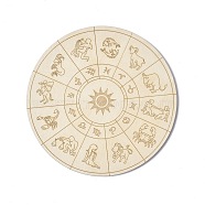 Wooden Carved Cup Mats, Heat Resistant Pot Mats, Tarot Theme Pendulum Board, for Home Kitchen, Flat Round, Constellation Pattern, 100x3mm(AJEW-L089-01B-07)