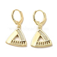 Brass Micro Pave Cubic Zirconia Dangle Leverback Earrings, Triangle, Long-Lasting Plated, Golden, 29.5x16mm(KK-K355-25G)