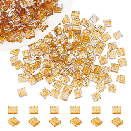 2-Hole Transparent Glass Seed Beads, Rectangle, Chocolate, 5x5x2mm, Hole: 0.8mm(SEED-WH0004-01)