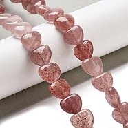 Natural Strawberry Quartz Beads Strands, Heart, 10x10x5.5mm, Hole: 1.2mm, about 40pcs/strand, 14.37 inch(36.5cm)(G-R190-10mm-34)