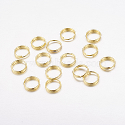 Iron Split Rings, Double Loops Jump Rings, Cadmium Free & Lead Free, Golden, 7x1.4mm, about 6.3mm inner diameter(X-JRDG7mm)