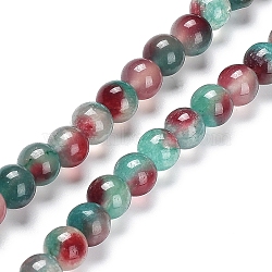 Faceted Rondelle Dyed Natural White Jade Bead Strands, Round, Dark Red, 8mm, Hole: 1mm, about 47pcs/strand, 14.29''(36.3cm)(G-D073-01D)