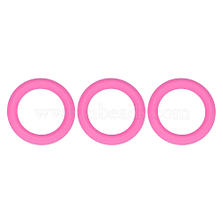 3Pcs Ring Silicone Focal Beads, Chewing Beads  For Teethers, DIY Nursing Necklaces Making, Hot Pink, 65x9.5mm, Hole: 3mm, Inner Diameter: 44mm(JX895J-01)