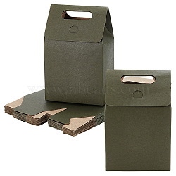 Paper Gift Tote Bags, Gift Storage Bags with Handle Hole, Rectangle, Dark Olive Green, Finished Product: 15.6x9.8x5.9cm(ABAG-WH0044-58A)