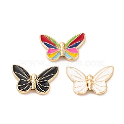 Brass Enamel Beads, Real 18K Gold Plated, Butterfly, Mixed Color, 13.5x19x3mm, Hole: 1.4mm(KK-E108-01G)