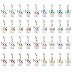 Heart Angel Acrylic Pendant Decoration, with 304 Stainless Steel Clasps, Mixed Color, 36mm, 9 colors, 4pcs/color, 36pcs/set(HJEW-AB00705)