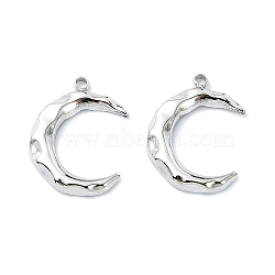 304 Stainless Steel Pendants, Moon Charm, Stainless Steel Color, 15.5x12x1.8mm, Hole: 1.2mm(STAS-L022-336P)