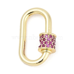 Oval Brass Micro Pave Cubic Zirconia Screw Carabiner Clasps, Long-Lasting, Rack Plating, Lead Free & Cadmium Free, Wine Glass, Purple, 19.5x12x5mm(KK-G522-47G-01)