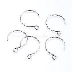 304 Stainless Steel Earring Hooks, with Horizontal Loop, Balloon Ear Wire, Stainless Steel Color, 23~34x18~19x0.8mm, Hole: 2mm, 20 Gauge, Pin: 0.8mm(STAS-O119-10P-A)