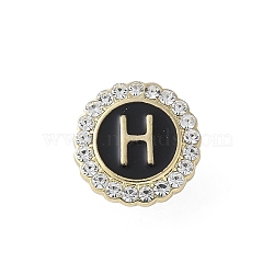 Letter Enamel Pins, Alloy Brooches for Backpack Clothes, with Clear Cubic Zirconia , Letter H, 17.8x17mm(JEWB-S042-03H-G)