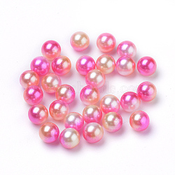 Rainbow Acrylic Imitation Pearl Beads, Gradient Mermaid Pearl Beads, No Hole, Round, Hot Pink, 10mm, about 1000pcs/500g(OACR-R065-10mm-A04)