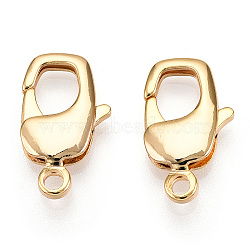 Brass Lobster Claw Clasps, for Jewelry Making, Real 18K Gold Plated, 20x12x4mm, Hole: 2.2mm(KK-N254-19G)