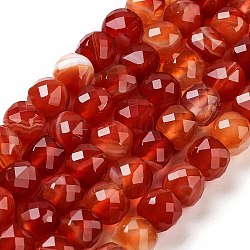 Natural Agate Dyed Beads Strands, Faceted, Cube, FireBrick, 7x8x7mm, Hole: 1mm, about 47~48pcs/strand, 13.35~13.46''(33.9~34.2cm)(G-H028-A08-02)