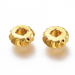 Brass Spacer Beads, Long-Lasting Plated, Disc with Gear Edge, Golden, 5x2mm, Hole: 1.8mm(KK-H103-04G)