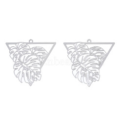 201 Stainless Steel Filigree Pendants, Etched Metal Embellishments, Leaf, Stainless Steel Color, 32.5x32.5x0.2mm, Hole: 1.4mm(STAS-S118-058)