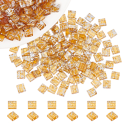 2-Hole Transparent Glass Seed Beads, Rectangle, Chocolate, 5x5x2mm, Hole: 0.8mm(SEED-WH0004-01)