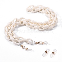 Eyeglasses Chains, Face Mask Chains, Neck Strap for Eyeglasses, with Acrylic Cable Chains, Alloy Lobster Claw Clasps and Rubber Loop Ends, Antique White, 27.9 inch(71cm)(X-AJEW-EH00076-07)