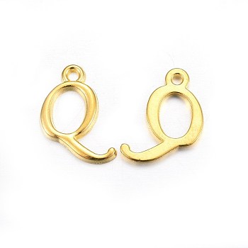 Golden Plated Alloy Letter Pendants, Rack Plating, Cadmium Free & Lead Free, Letter.Q, 12x15x2mm, Hole: 1.5mm