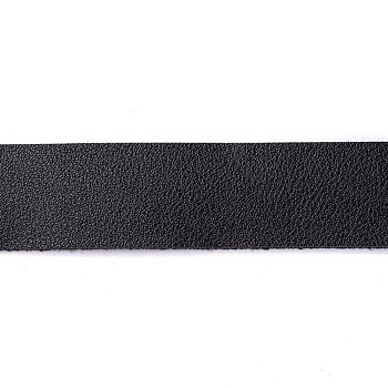 Flat Single Face Imitation Leather Cords, Lychee Pattern, Black, 25x1.8mm, about 1.09 Yards(1m)/Roll