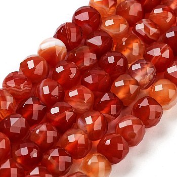 Natural Agate Dyed Beads Strands, Faceted, Cube, FireBrick, 7x8x7mm, Hole: 1mm, about 47~48pcs/strand, 13.35~13.46''(33.9~34.2cm)