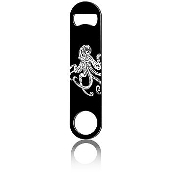 430 Stainless Steel Bottle Openers, Laser Cut, Rectangle, Octopus, 178x40x2mm