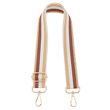 Stripe Pattern Polyester Bag Straps, with Alloy Swivel Clasps, for Bag Straps Replacement Accessories, Sandy Brown, 71~128.5x3.8cm