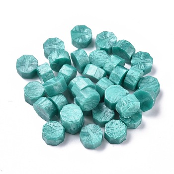 Sealing Wax Particles, for Retro Seal Stamp, Octagon, Teal, 9mm, about 1500pcs/500g
