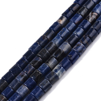 Natural Sodalite Beads Strands, Column, 5.5~8x6mm, Hole: 1mm, about 64pcs/strand, 14.57 inch(37cm)
