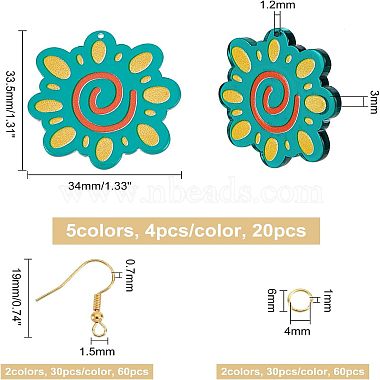 Olycraft 3D Printed Sunflower Charm Dangle Earring Making Kit for Girl Women(DIY-OC0007-69)-2